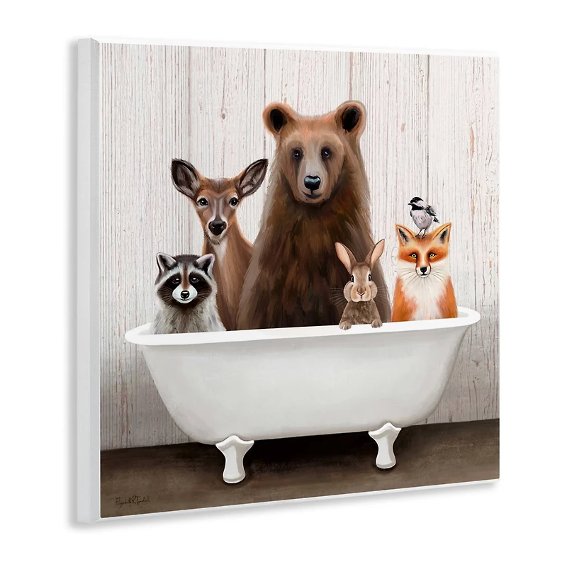 Stupell Industries Woodland Creatures Antique Bathtub Wall Plaque Art