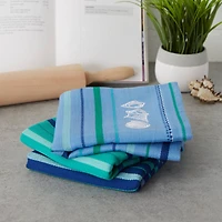 DII® Embroidered Blue Sea Dishtowel Set