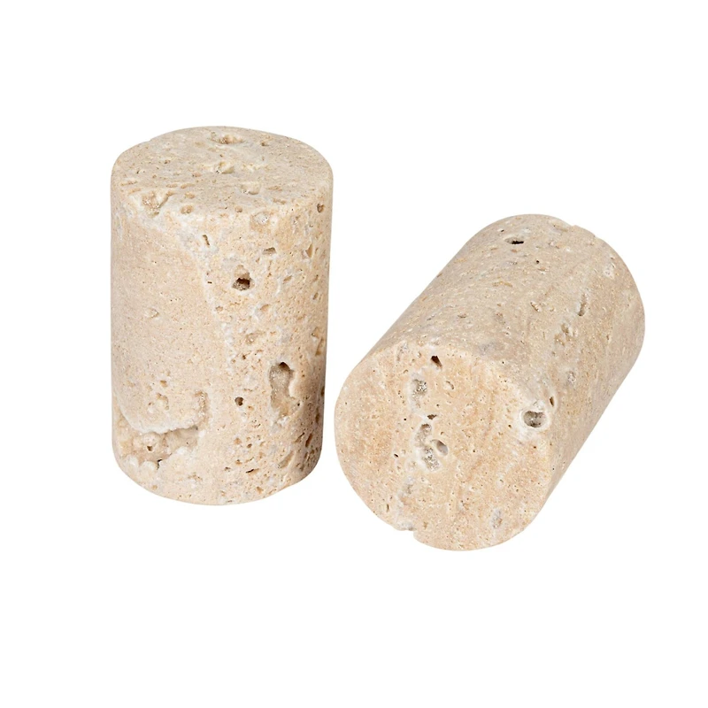 Hello Honey® Natural Round Travertine Salt & Pepper Shaker Set