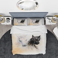 Designart 'Black and White Horse Heads