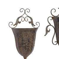 Brown Metal Traditional Planter Set