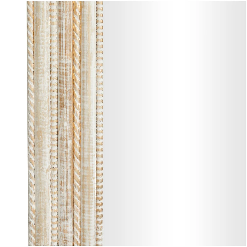 44" x 44" Handmade Cream Mango Wood Wall Mirror with Ribbed Edge Frame