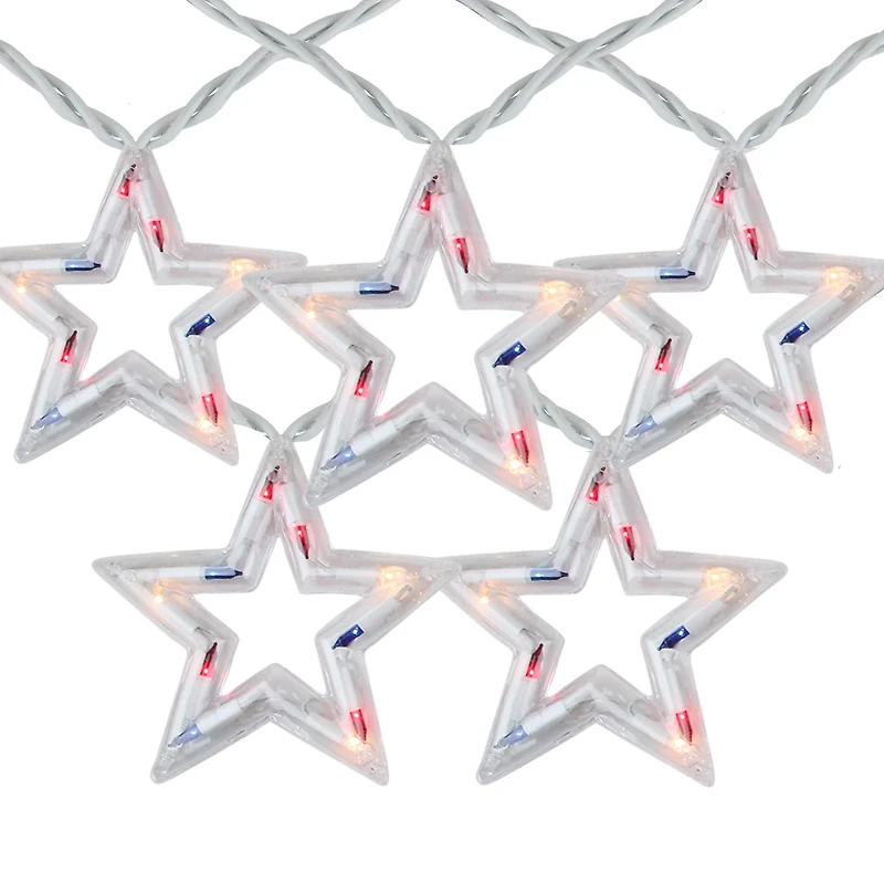 5ct. Red, White & Blue Patriotic 4th of July Star Shaped Lights
