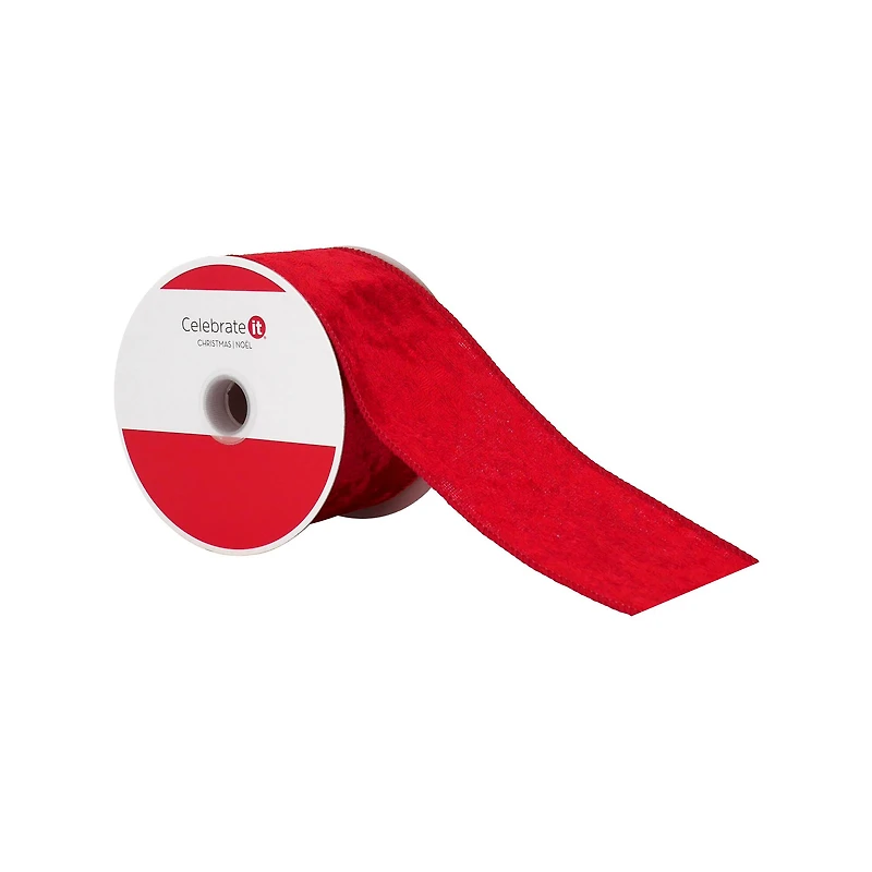 2.5" x 20ft. Red Velvet Wired Ribbon by Celebrate It®