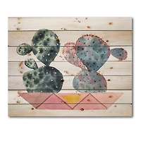 Designart - Cactus Duo In Pink Geometric Pots