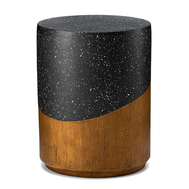Glitzhome® 17.75" Multifunctional Faux Terrazzo & Wood Garden Stool