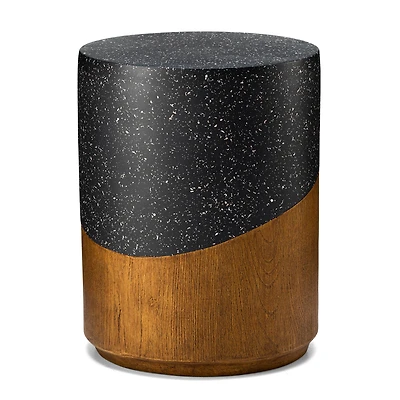 Glitzhome® 17.75" Multifunctional Faux Terrazzo & Wood Garden Stool