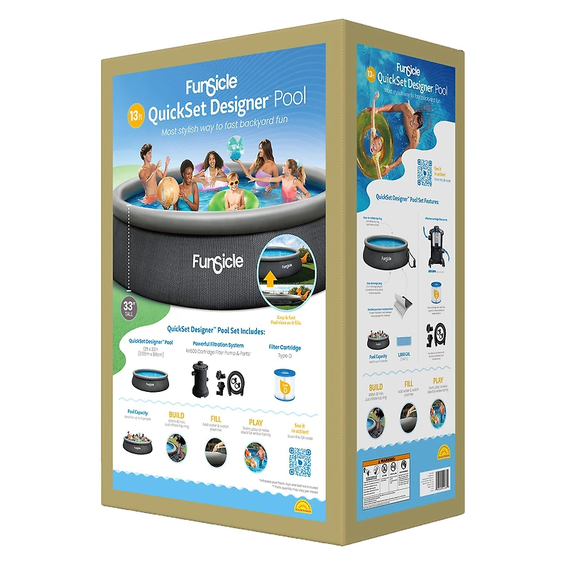 Funsicle 13ft. QuickSet Designer Pool Above Ground Inflatable Pool Set
