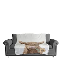 50" x 60" Baby Highland Cow Sunflower Coral Fleece Blanket