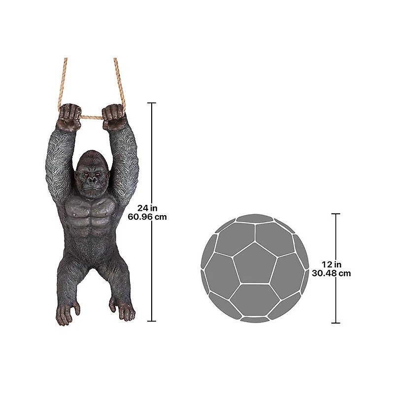Design Toscano 24" Swinging Great Ape Jungle Monster Hanging Gorilla Sculpture