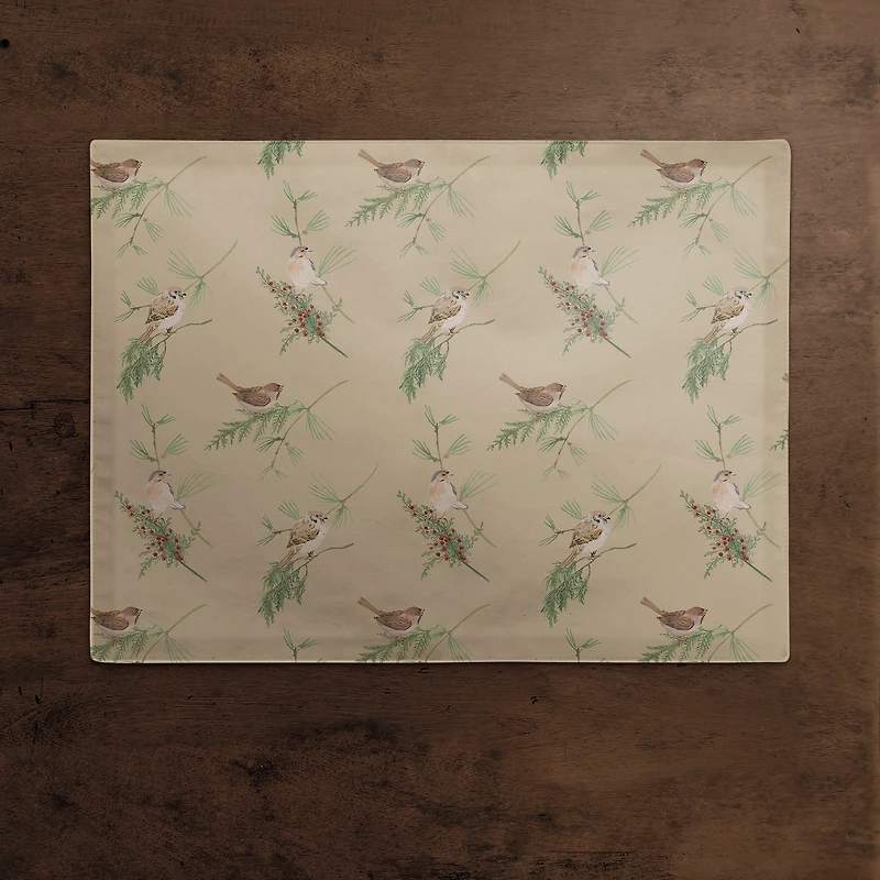 Pine Birds on Brown Cotton Twill Placemat