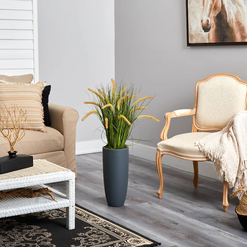 3ft. Onion Grass Plant in Gray Planter