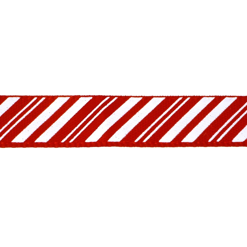 3/8" x 12ft. Red & White Diagonal Stripes Ribbon by Celebrate It® Christmas