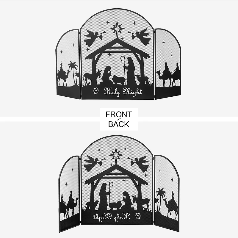Glitzhome® 48" Christmas Metal Mesh Silhouette Nativity Scene Screen