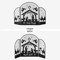 Glitzhome® 48" Christmas Metal Mesh Silhouette Nativity Scene Screen