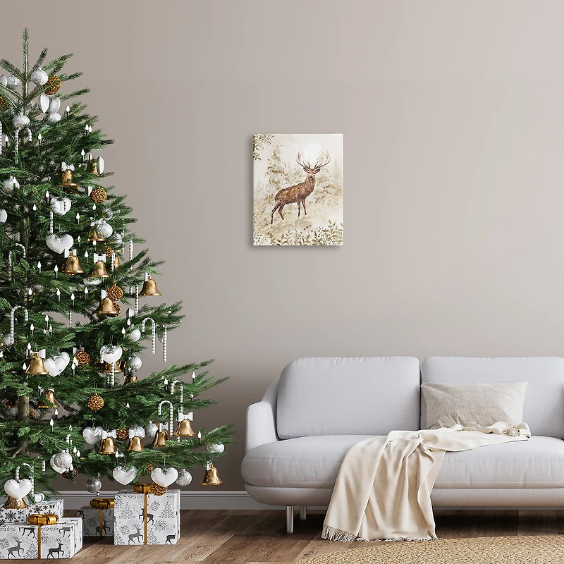 Stupell Industries Elk Snow Covered Forest Canvas Wall Art