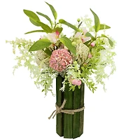 14" Pink & Green Hydrangea & Berry Floral Spring Bouquet