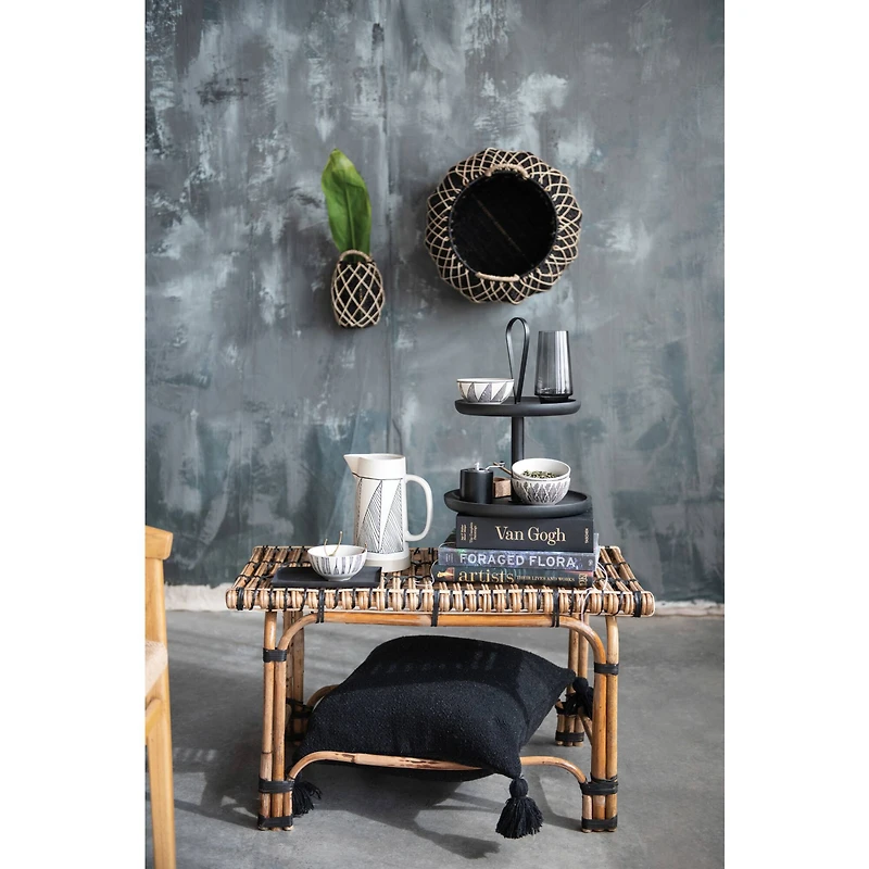 Hand-Woven Rattan Side Table