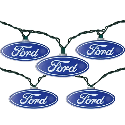 10ct. Blue & White Ford Logo Novelty String Lights