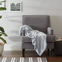 DII® French Blue Chevron Plush Throw