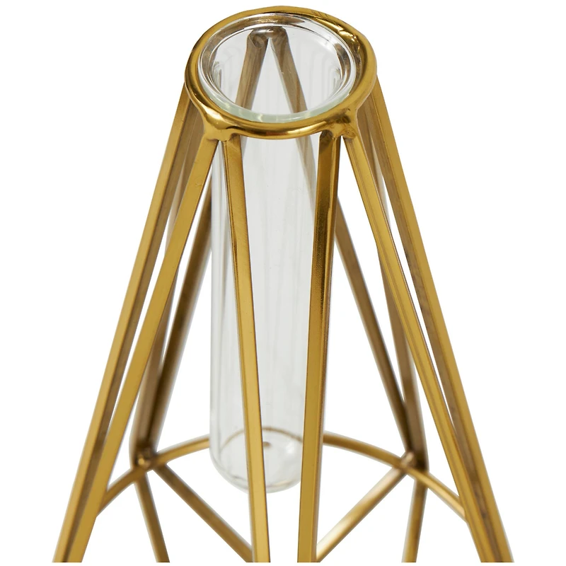 Gold Stainless Steel Geometric Test Tube Vase Set