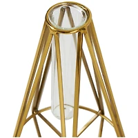 Gold Stainless Steel Geometric Test Tube Vase Set