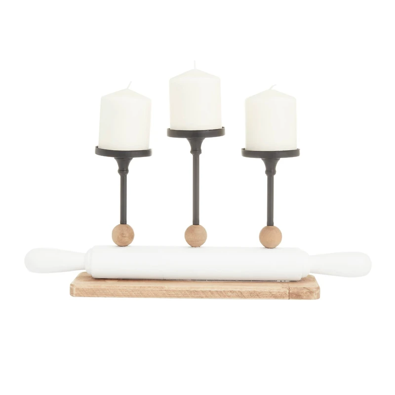 White Fir Modern Farmhouse Candelabra, 9" x 20" x 4"