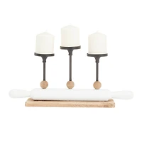 White Fir Modern Farmhouse Candelabra, 9" x 20" x 4"