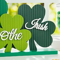 Glitzhome® 16" St. Patrick's Wooden Shamrocks Table Décor