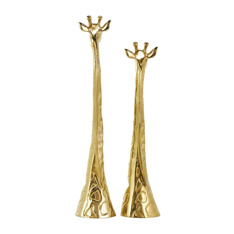 Gold Aluminum Giraffe Sculpture Set