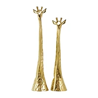Gold Aluminum Giraffe Sculpture Set
