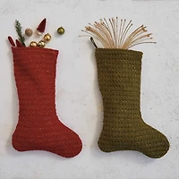 Hello Honey® 20" Green Woven Cotton Stocking Décor