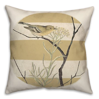 Vintage Bird & Stripes Throw Pillow