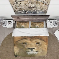 Designart 'Lion with Calm Face' Animal Bedding Set