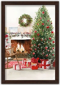 Christmas Morning Walnut Framed Print Under Plexiglass