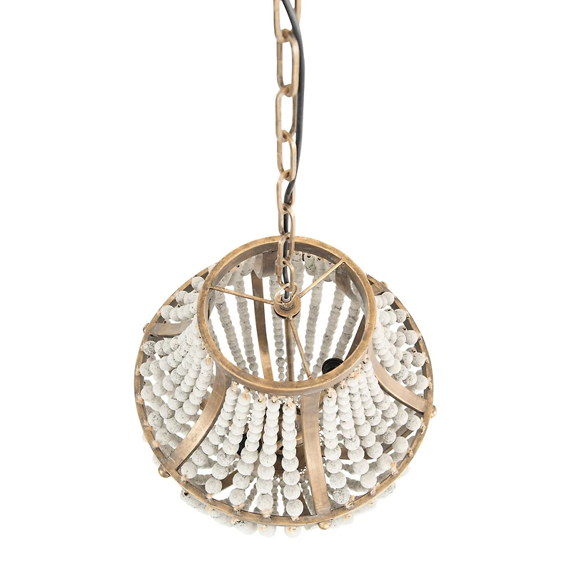 Hello Honey® 27" Metal Chandelier With White Wooden Beads