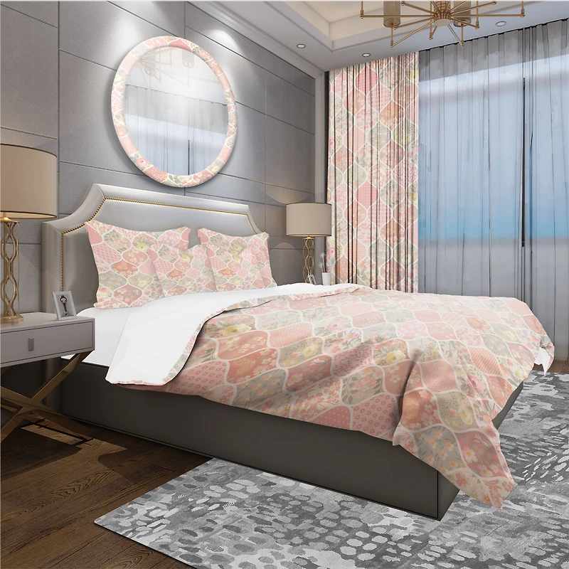 Designart 'Patchwork Pattern with Flowers' Patterned Bedding Set