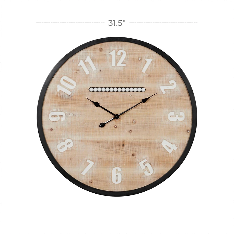 Brown Farmhouse Wood Wall Clock, 32" x 32"