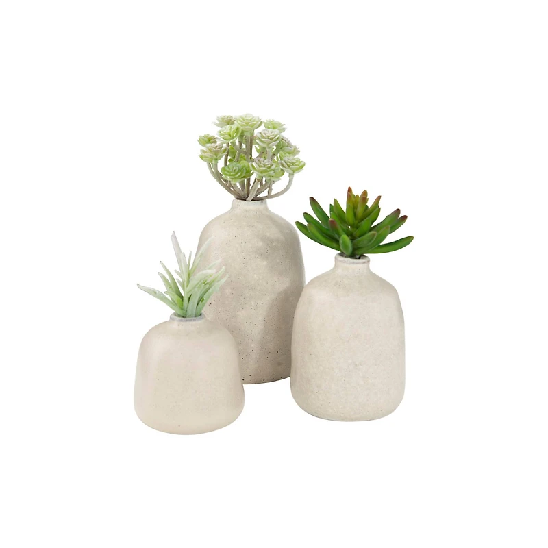 Hello Honey® Light Gray Terracotta Vases with Pitted Sand Finishes Set