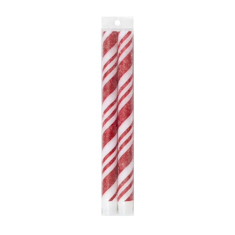 10" Red & White Stripes Taper Candles, 2ct. by Ashland®