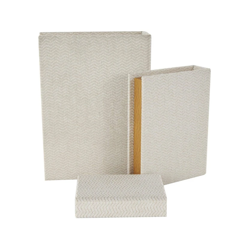 Cream Fabric Storage Book Box Set