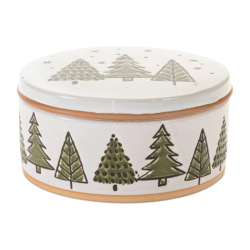 7.75" Ceramic Pine Tree Canister with Lid