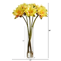 2.5ft. Yellow Lotus Arrangement in Cylinder Vase