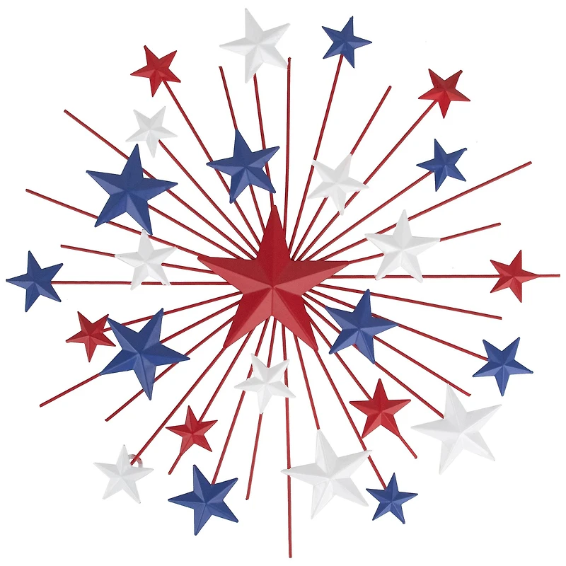 17.5" Red, White & Blue Starburst Americana Metal Wall Accent