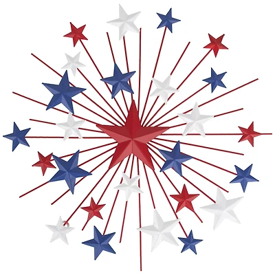 17.5" Red, White & Blue Starburst Americana Metal Wall Accent