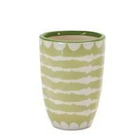 Green Striped Dolomite Vase Planter Set