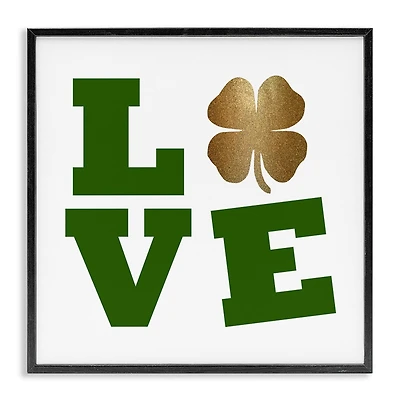 Stupell Industries St Patrick's Day Clover Love Framed Giclee Art