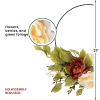 21" Autumn Harvest Artificial Floral Half Wreath with Fall Foliage