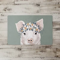 Pig With Flowers 18" x 27" Floor Mat