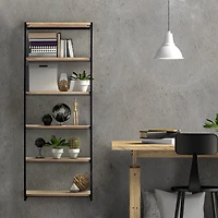 3.5ft. Wood & Metal 6 Tier Wall Mounted Shelving Unit